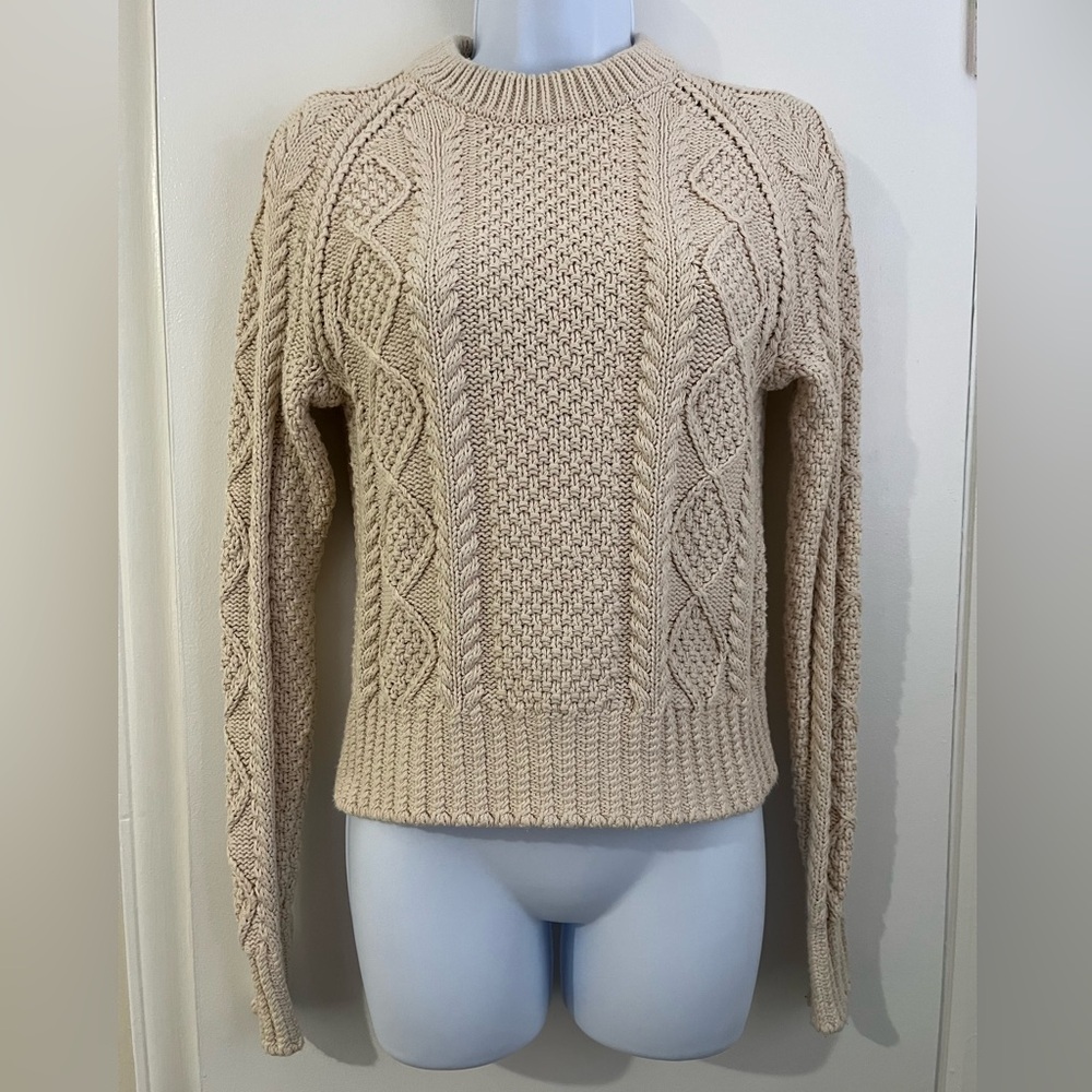LL Bean Signature Aran Cotton Fisherman Sweater XXS Woman Girl Beautiful Quality